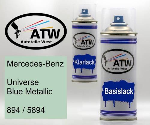 Mercedes-Benz, Universe Blue Metallic, 894 / 5894: 400ml Sprühdose + 400ml Klarlack - Set, von ATW Autoteile West.